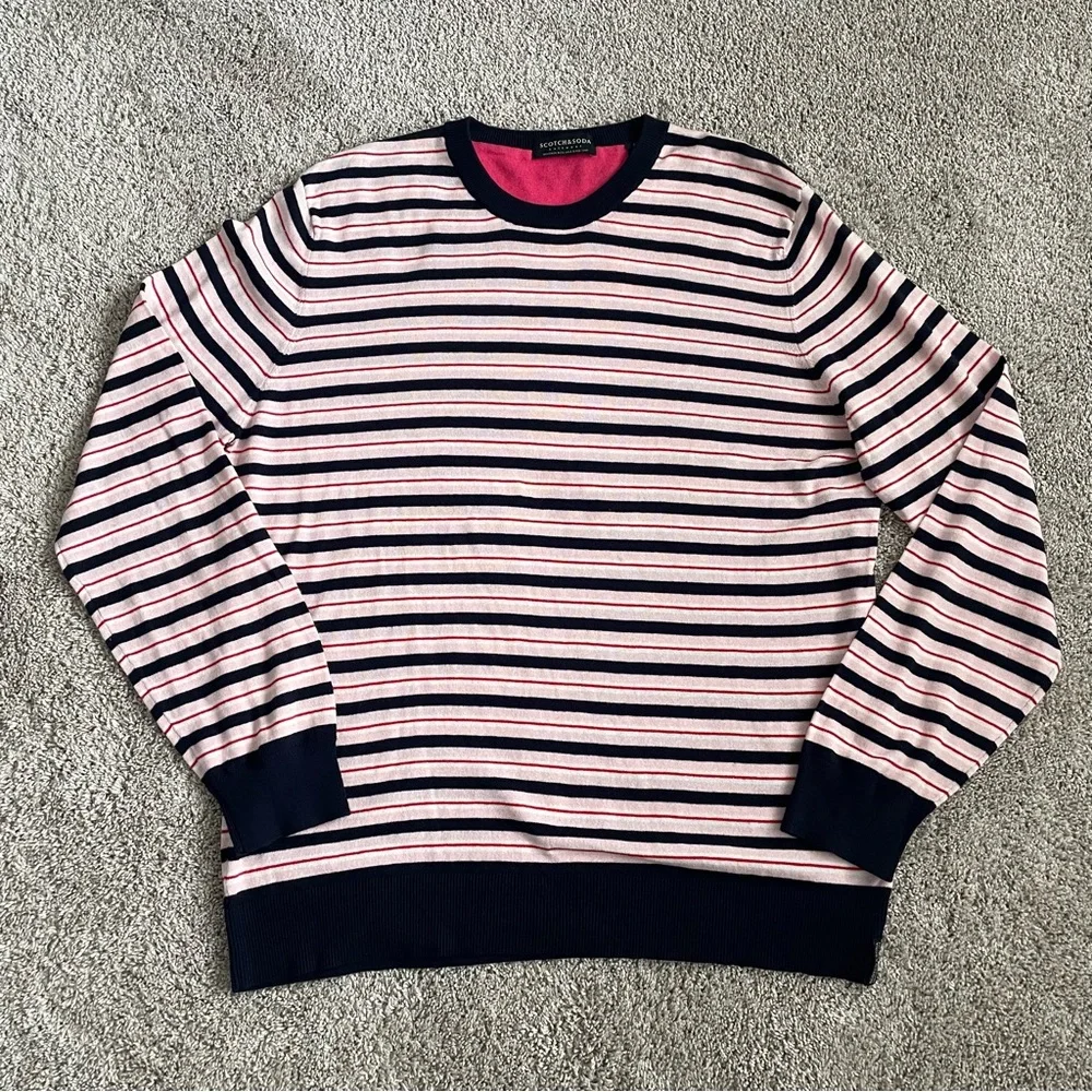 Scotch &Soda Cotton Wool Blend Striped knitted Sweater Pullover XXL BlackPink - Picture 1 of 16